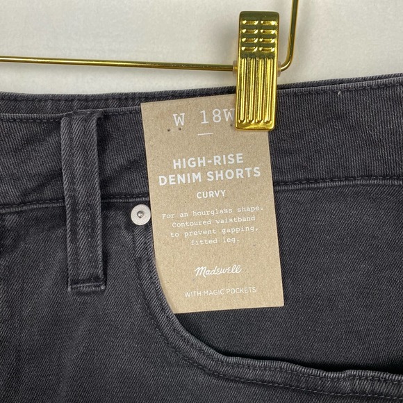 NWT Madewell Women's Size 18W Black High Rise‎ Denim Shorts Cuffed Hem Casual - Picture 4 of 12